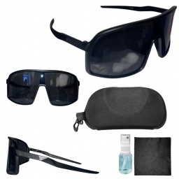 Kit Lentes Ciclismo Negro Estuche Franela Limpiador