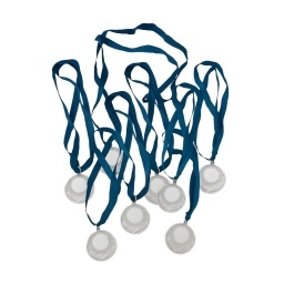 Pack x 50 Medallas Premio Imitación Plata 5cm Fútbol Basketball Hockey