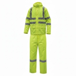 Traje Impermeable OxfordPVC Amarillo Alta Visibilidad - con Bandas Reflectivas - Uso Industrial, Vial, Delivery