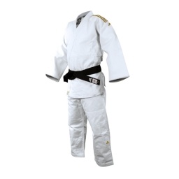Uniforme Judo Adidas J690R Blanco/Dorado Premium Retail para Competicion y Practica Profesional Avanzada