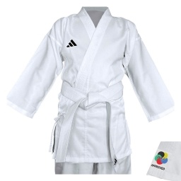 Uniforme Karate Adidas K150WB con Cinturon Incluido Blanco para Principiantes y Practica Habitual Talla 160