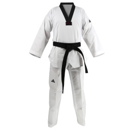 Uniforme Taekwondo Adidas Champion II WT 100% Poliester Premium Aprobado para Competicion Cuello Negro Blanco Talla 180