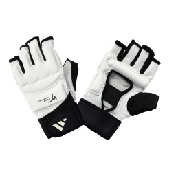 Guante de Taekwondo Adidas WT Blanco/Negro Cuero Sintetico Aprobado World Taekwondo para Sparring y Competicion