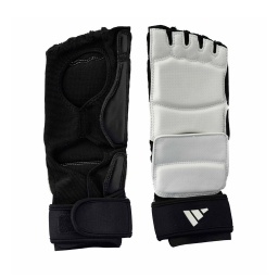 Protector de Pie Taekwondo Adidas WT Blanco/Negro Espuma Absorbente con Empeine para Sparring y Competicion Aprobado WT