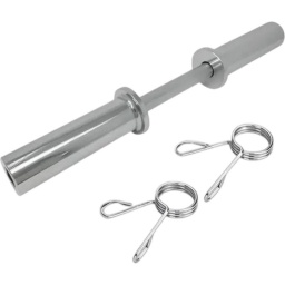 Mancuerna ol�mpica 45cm con tope, acero cromado, para entrenamiento con discos ol�mpicos