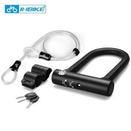 Candado Tranca Acero y PVC U-Lock Con Linga INBIKE