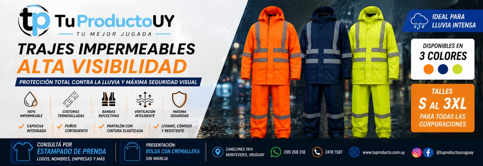 Trajes impermeables de alta visibilidad